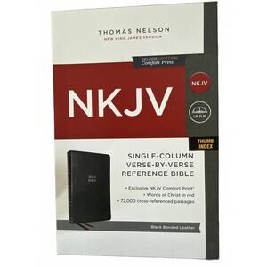 NKJV Single-Column Verse-by-Verse Reference Bible Black Bonded Leather
